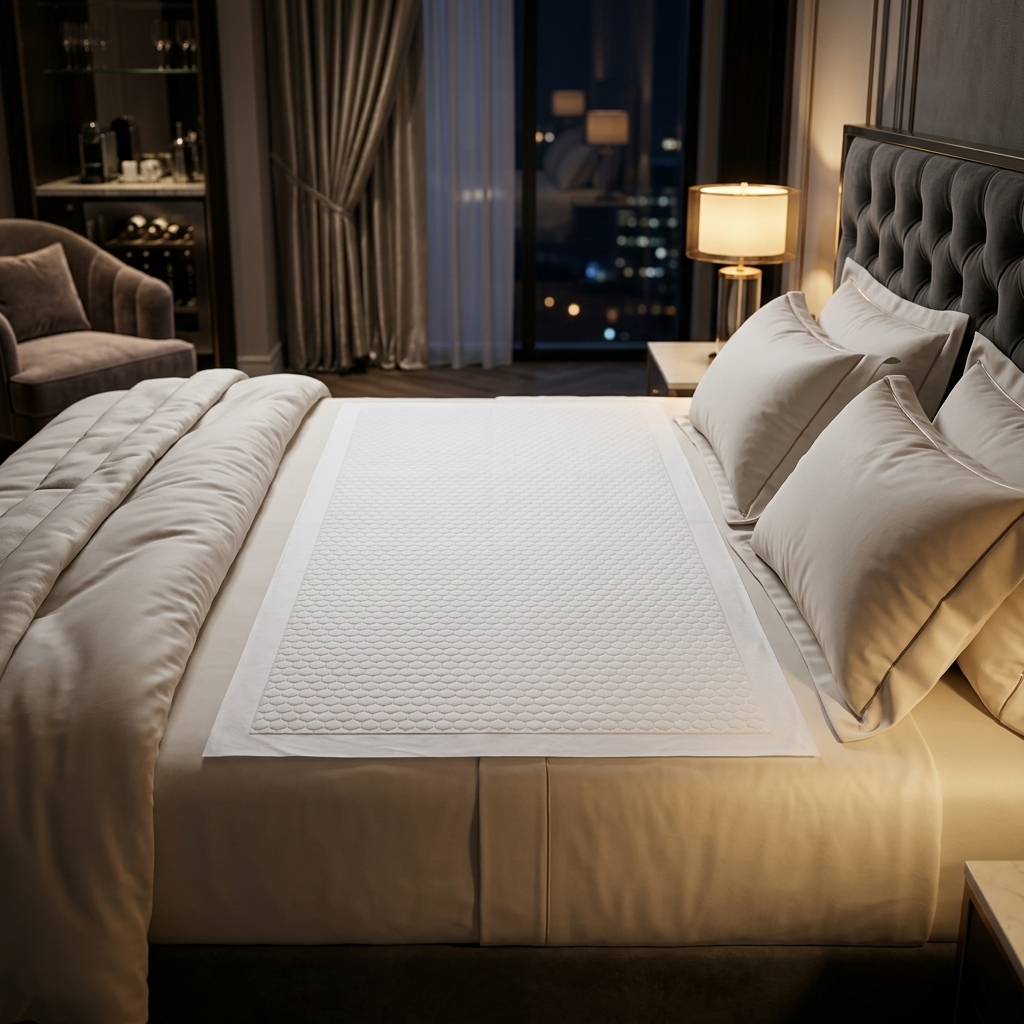 INTIMATT disposable bed protector pad on a bed